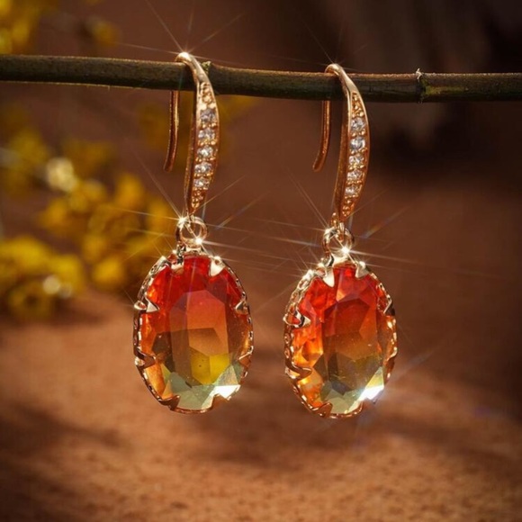 Elegant Red and Gold Drop Earrings